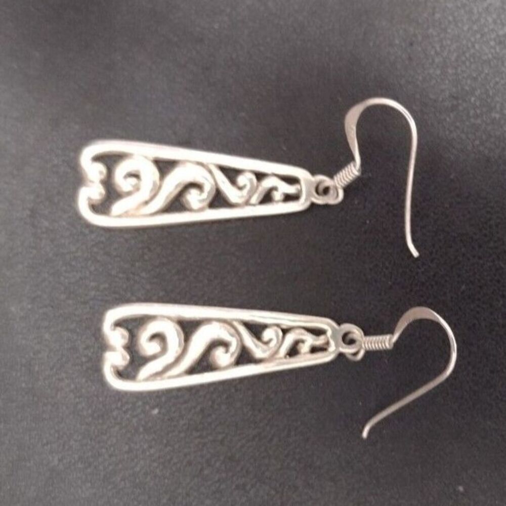 Sterling silver swirly lattice earrings - Picture 7 of 8